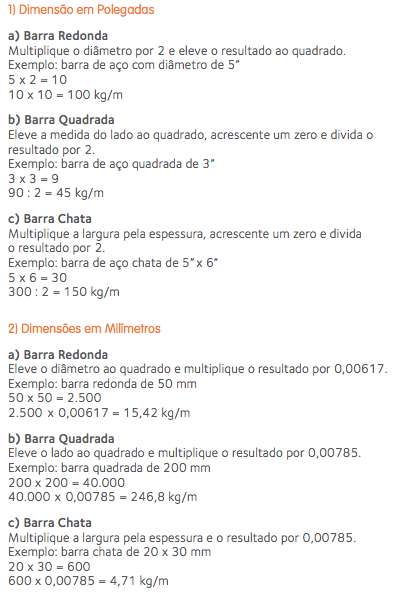 6. Fórmulas Práticas para Cálculo do Peso de Barras de Aço por Metro Linear
